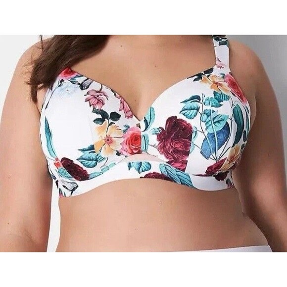 Cacique Full Coverage Underwire White Floral Flower Bra Adjustable, Plus 42DD - Picture 1 of 12